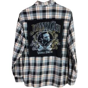 Upcycled JOHNNY CASH Nashville Tennessee shirt Flannel Large